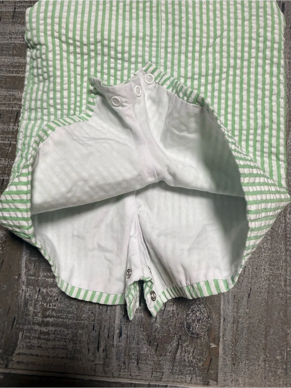 Vintage Kelly's Kids Green Seersucker Smocked Whale Romper 6 Mo Boys